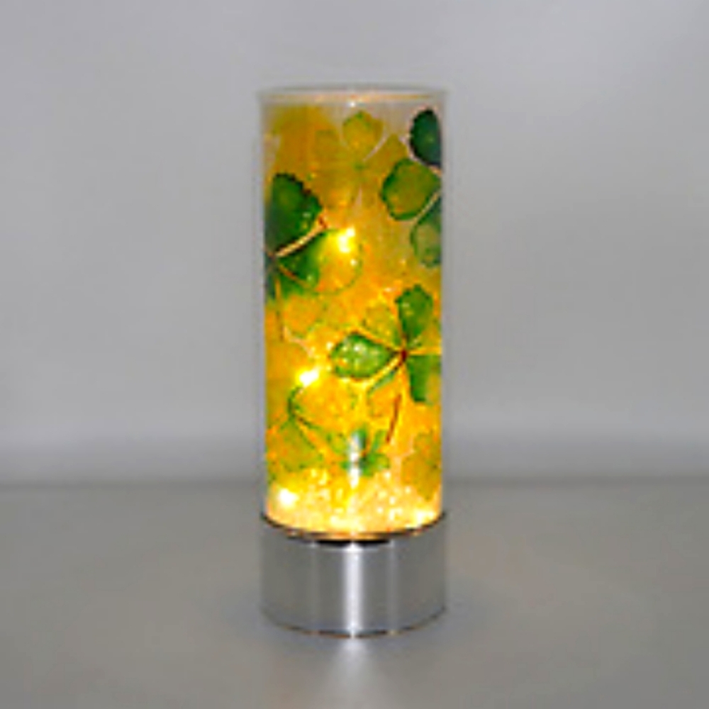 Saint Patrick's Day glass and lights.